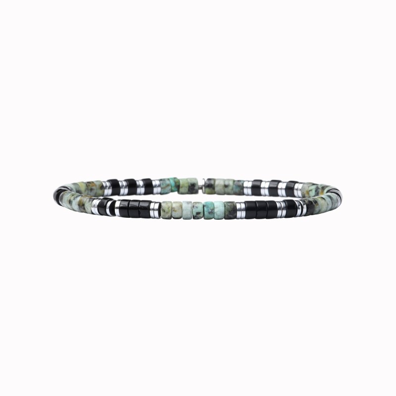 Bracelet Leo turquoise africaine et onyx