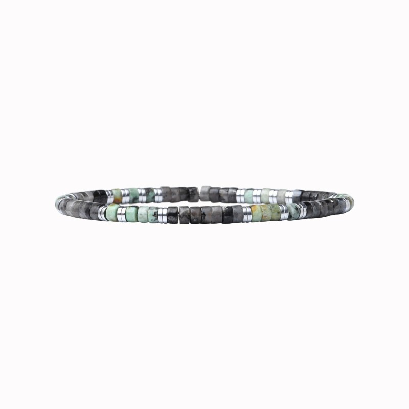 Bracelet Leo turquoise africaine et obsidienne