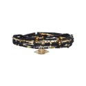Bracelet élastique Noha Black édition doré et noir satin profond | Perles Miyuki