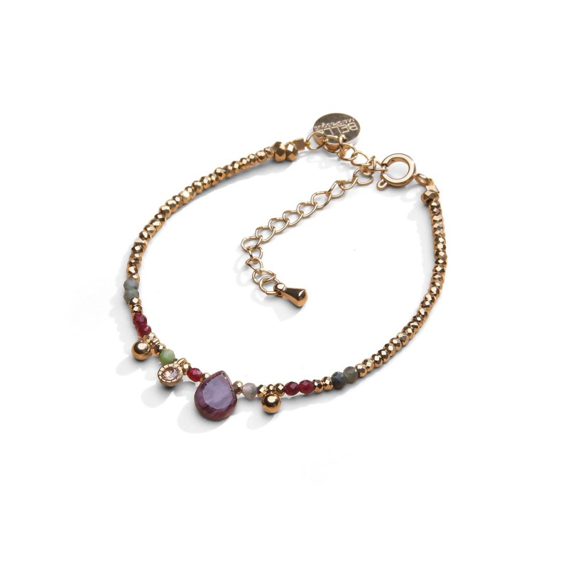 Bracelet Gabrielle tourmaline verte & agate rouge profond | Belle mais pas que