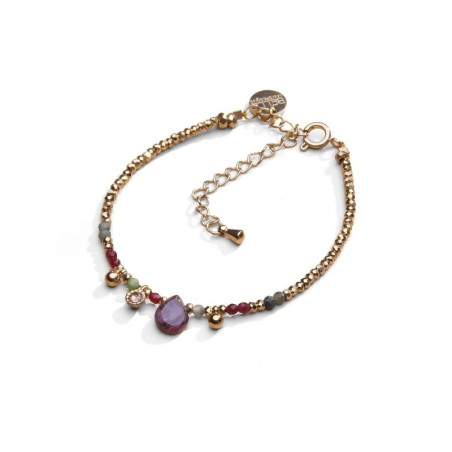 Bracelet Gabrielle tourmaline verte & agate rouge profond | Belle mais pas que